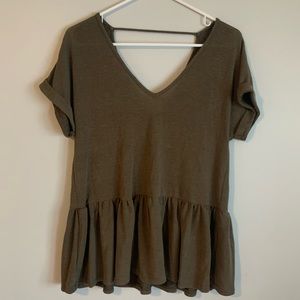 DRY GOODS Soprano Peplum tee (Small, Green)